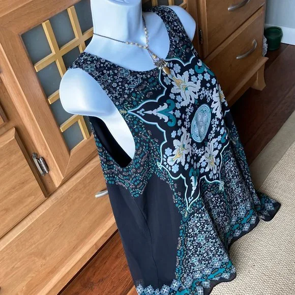 Max Studio Gorgeous Floral Short Sleeve Tunic Blouse X Large - Picture 5 of 7